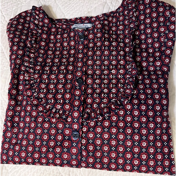 Girl’s Long Sleeve Hartstrings Burgundy and Blue Top Size 12 - Picture 1 of 6
